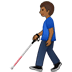 👨🏾‍🦯 man with white cane: medium-dark skin tone display on Samsung